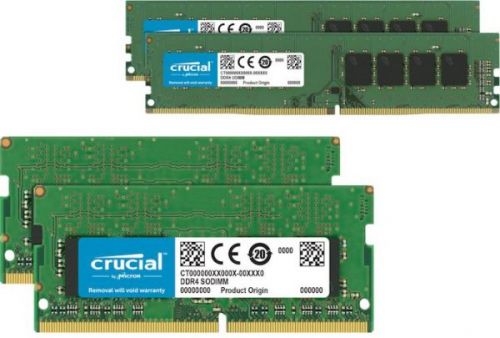 Доступные UDIMM и SODIMM компании Crucial 32 ГБ: DDR4-2666 и DDR4-3200