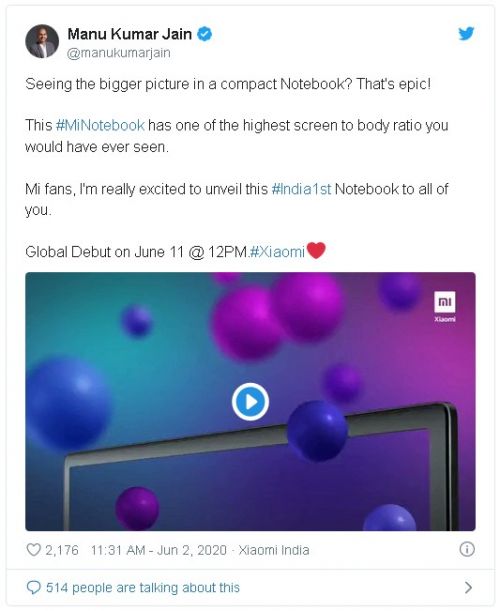 Xiaomi Mi Notebook поражает большим пространством экрана и тонкими рамками